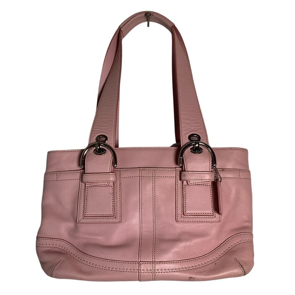 COACH Pink Leather Soho Buckle Tote Shoulder Bag Handbag Purse Vintage H4-3